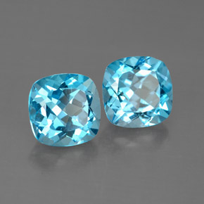 캐럿 천연 스위스 블루 토파즈 보석, 쿠션 컷, 7×7 mm, VVS-VS