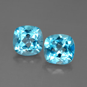 캐럿 천연 스위스 블루 토파즈 보석, 쿠션 컷, 7.1×7 mm, VVS-VS