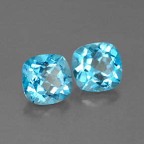 캐럿 천연 스위스 블루 토파즈 보석, 쿠션 컷, 7.1×7 mm, VVS-VS