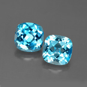 캐럿 천연 스위스 블루 토파즈 보석, 쿠션 컷, 7.1×7.1 mm, VVS-VS