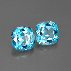 캐럿 천연 스위스 블루 토파즈 보석, 쿠션 컷, 7.1×7.1 mm, VVS-VS