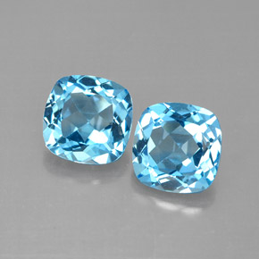 캐럿 천연 스위스 블루 토파즈 보석, 쿠션 컷, 7.1×7.1 mm, VVS-VS