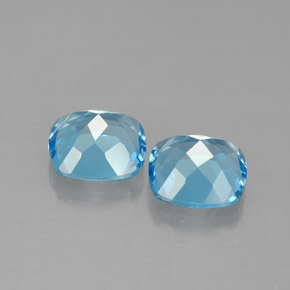 캐럿 천연 스위스 블루 토파즈 보석, 쿠션 컷, 7.1×7.1 mm, VVS-VS