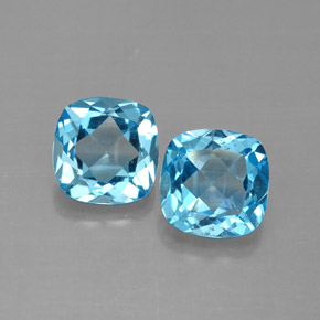 캐럿 천연 스위스 블루 토파즈 보석, 쿠션 컷, 7.1×7 mm, VVS-VS
