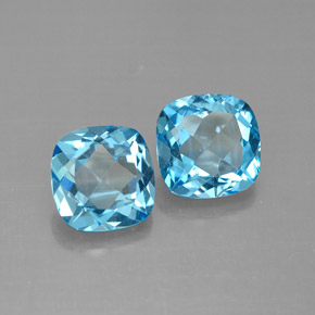 캐럿 천연 스위스 블루 토파즈 보석, 쿠션 컷, 7.1×7 mm, VVS-VS