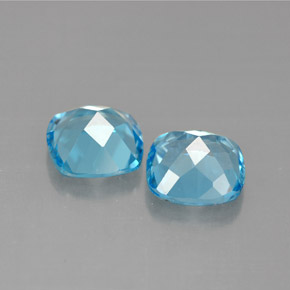 캐럿 천연 스위스 블루 토파즈 보석, 쿠션 컷, 7.1×7 mm, VVS-VS