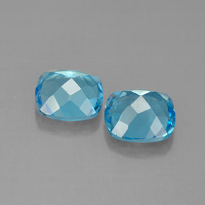 캐럿 천연 스위스 블루 토파즈 보석, 쿠션 컷, 6.9×6.7 mm, VVS-VS