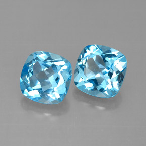 캐럿 천연 스위스 블루 토파즈 보석, 쿠션 컷, 7.1×7.1 mm, VVS-VS
