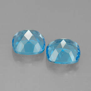 캐럿 천연 스위스 블루 토파즈 보석, 쿠션 컷, 7.1×7.1 mm, VVS-VS