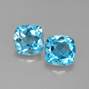 캐럿 천연 스위스 블루 토파즈 보석, 쿠션 컷, 7.1×7.1 mm, VVS-VS
