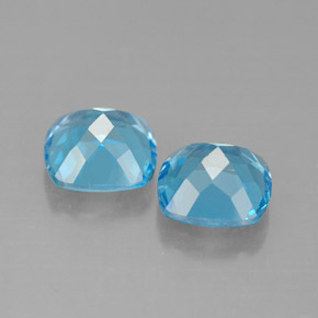 캐럿 천연 스위스 블루 토파즈 보석, 쿠션 컷, 7.1×7.1 mm, VVS-VS