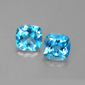 캐럿 천연 스위스 블루 토파즈 보석, 쿠션 컷, 7×7 mm, VVS-VS