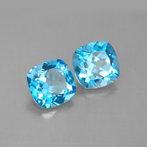 캐럿 천연 스위스 블루 토파즈 보석, 쿠션 컷, 7×7 mm, VVS-VS