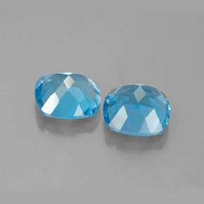 캐럿 천연 스위스 블루 토파즈 보석, 쿠션 컷, 7×7 mm, VVS-VS