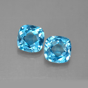 캐럿 천연 스위스 블루 토파즈 보석, 쿠션 컷, 7.1×7.1 mm, VVS-VS