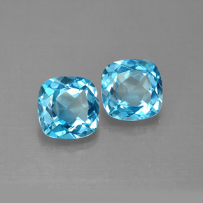 캐럿 천연 스위스 블루 토파즈 보석, 쿠션 컷, 7.1×7.1 mm, VVS-VS