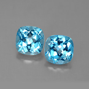 캐럿 천연 스위스 블루 토파즈 보석, 쿠션 컷, 7.1×7 mm, VVS-VS