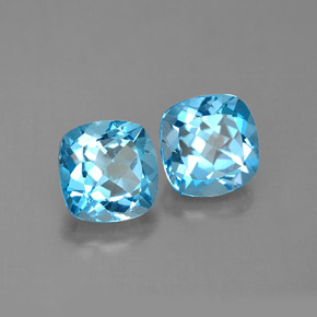 캐럿 천연 스위스 블루 토파즈 보석, 쿠션 컷, 7.1×7 mm, VVS-VS