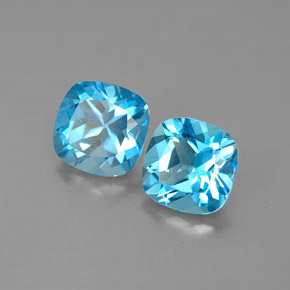 캐럿 천연 스위스 블루 토파즈 보석, 쿠션 컷, 7×7 mm, VVS-VS