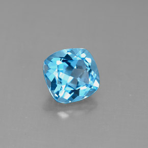 1.93캐럿 천연 스위스 블루 토파즈, 쿠션 컷, 7.1×7 mm, VVS-VS