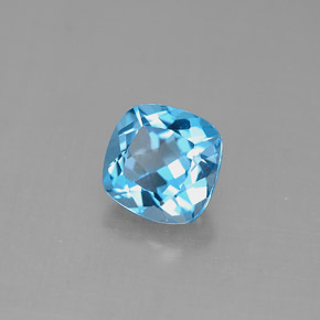 1.93캐럿 천연 스위스 블루 토파즈, 쿠션 컷, 7.1×7 mm, VVS-VS