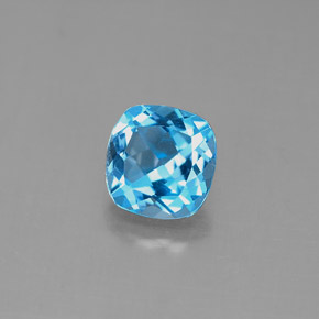 1.84캐럿 천연 스위스 블루 토파즈, 쿠션 컷, 7.1×6.9 mm, VVS-VS