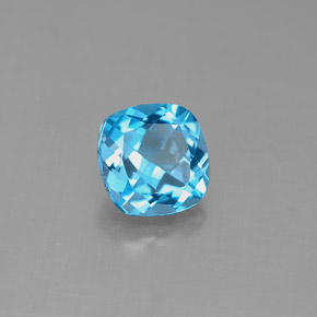 1.84캐럿 천연 스위스 블루 토파즈, 쿠션 컷, 7.1×6.9 mm, VVS-VS