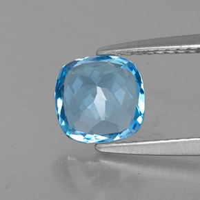 1.55캐럿 천연 스위스 블루 토파즈, 쿠션 컷, 6.9×6.9 mm, VS
