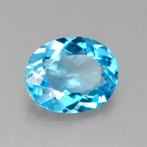 4.14캐럿 천연 스위스 블루 토파즈, 타원형 컷, 11.1×9.1 mm, VS