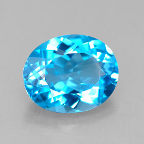 4.23캐럿 천연 스위스 블루 토파즈, 타원형 컷, 11.1×9.1 mm, VS