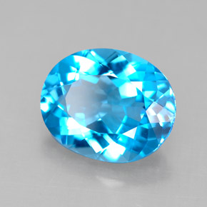 4.23캐럿 천연 스위스 블루 토파즈, 타원형 컷, 11.1×9.1 mm, VS