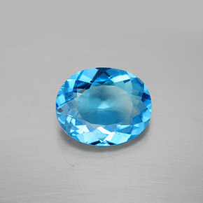 3.72캐럿 천연 스위스 블루 토파즈, 타원형 컷, 11.1×9.1 mm, VVS-VS
