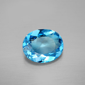 3.72캐럿 천연 스위스 블루 토파즈, 타원형 컷, 11.1×9.1 mm, VVS-VS