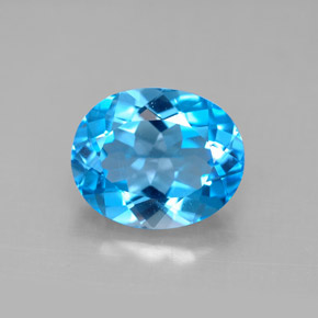 4.42캐럿 천연 스위스 블루 토파즈, 타원형 컷, 11.1×9.1 mm, VS