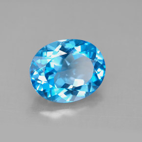 4.42캐럿 천연 스위스 블루 토파즈, 타원형 컷, 11.1×9.1 mm, VS
