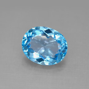 4.44캐럿 천연 스위스 블루 토파즈, 타원형 컷, 11.1×9.1 mm, VVS-VS