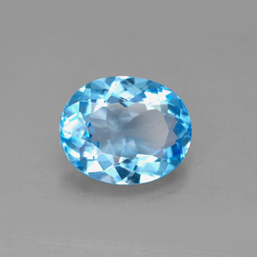 4.44캐럿 천연 스위스 블루 토파즈, 타원형 컷, 11.1×9.1 mm, VVS-VS