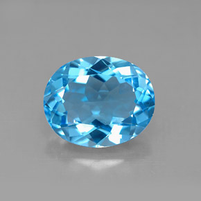 4.52캐럿 천연 스위스 블루 토파즈, 타원형 컷, 11.1×9.1 mm, VVS-VS