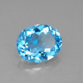 4.52캐럿 천연 스위스 블루 토파즈, 타원형 컷, 11.1×9.1 mm, VVS-VS