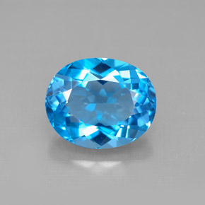 4.66캐럿 천연 스위스 블루 토파즈, 타원형 컷, 11.1×9.1 mm, VVS-VS