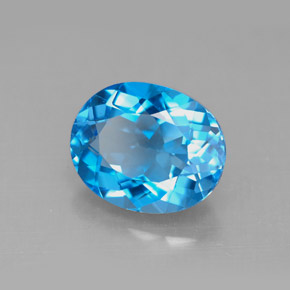 4.66캐럿 천연 스위스 블루 토파즈, 타원형 컷, 11.1×9.1 mm, VVS-VS
