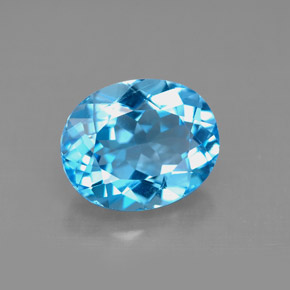 4.57캐럿 천연 스위스 블루 토파즈, 타원형 컷, 11.1×9.1 mm, VVS-VS