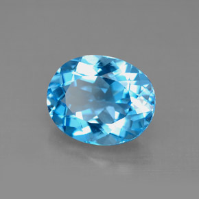 4.57캐럿 천연 스위스 블루 토파즈, 타원형 컷, 11.1×9.1 mm, VVS-VS