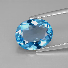4.15캐럿 천연 스위스 블루 토파즈, 타원형 컷, 11×9.1 mm, VVS-VS
