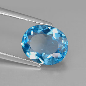 4.15캐럿 천연 스위스 블루 토파즈, 타원형 컷, 11×9.1 mm, VVS-VS