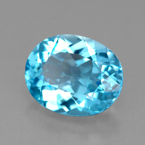 4.55캐럿 천연 스위스 블루 토파즈, 타원형 컷, 11.1×9.1 mm, VS