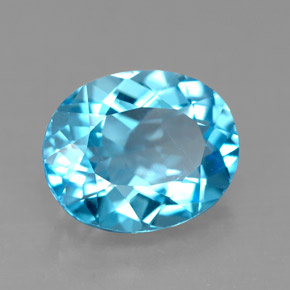 4.55캐럿 천연 스위스 블루 토파즈, 타원형 컷, 11.1×9.1 mm, VS
