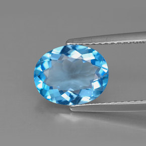2.87캐럿 천연 스위스 블루 토파즈, 타원형 컷, 10×8.1 mm, VS