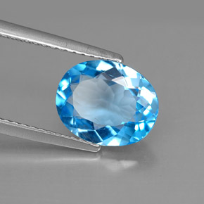 2.87캐럿 천연 스위스 블루 토파즈, 타원형 컷, 10×8.1 mm, VS
