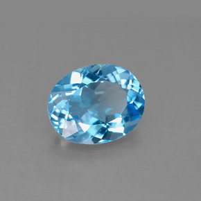 2.94캐럿 천연 스위스 블루 토파즈, 타원형 컷, 10×8 mm, VS